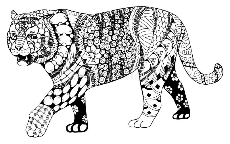 Stilisierte chinesisches zentangle Sternzeichen des Tigers, vector, illustrati stock abbildung Stilisierte chinesisches zentangle Sternzeichen des Tigers, vector, illustrati stock abbildung