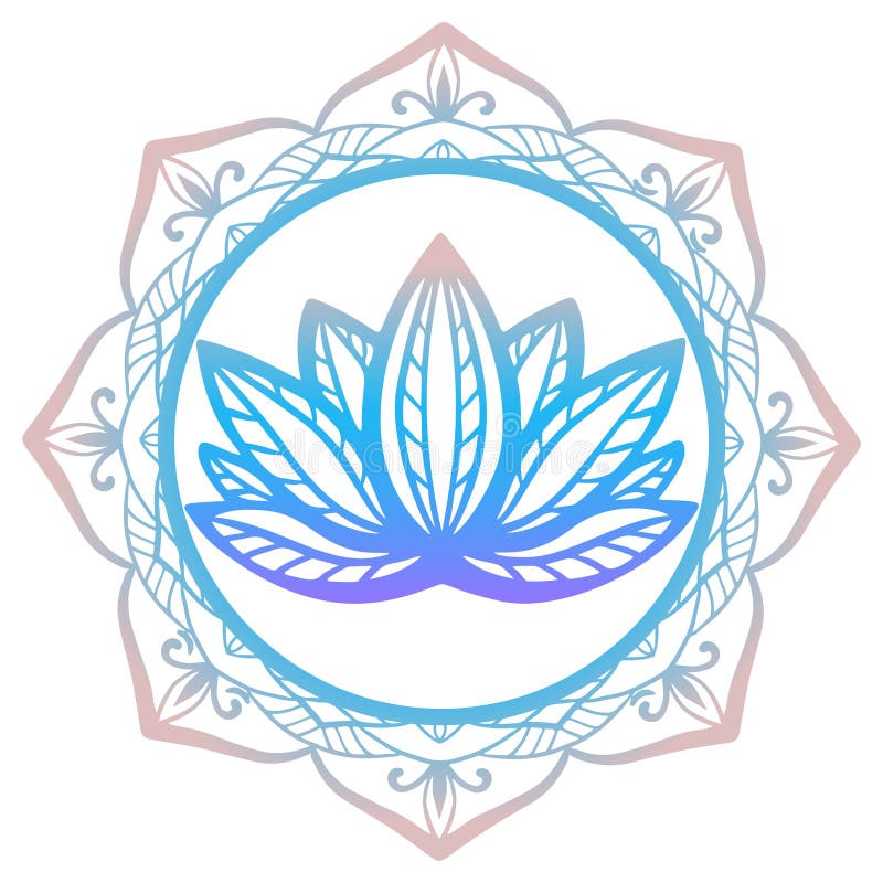 Stilisierte Lotosblume in den Schatten von Purpurrotem und von Blau gestaltet mit der Blumenmandala lokalisiert auf weiße gezeich stock abbildung Stilisierte Lotosblume in den Schatten von Purpurrotem und von Blau gestaltet mit der Blumenmandala lokalisiert auf weiße gezeich stock abbildung