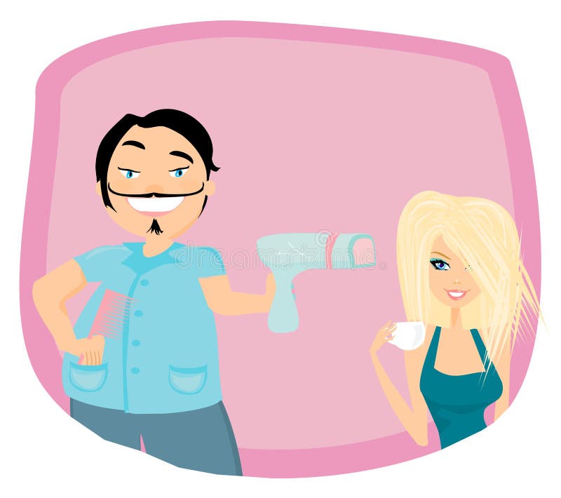Stilista di capelli divertente del fumetto royalty illustrazione gratis