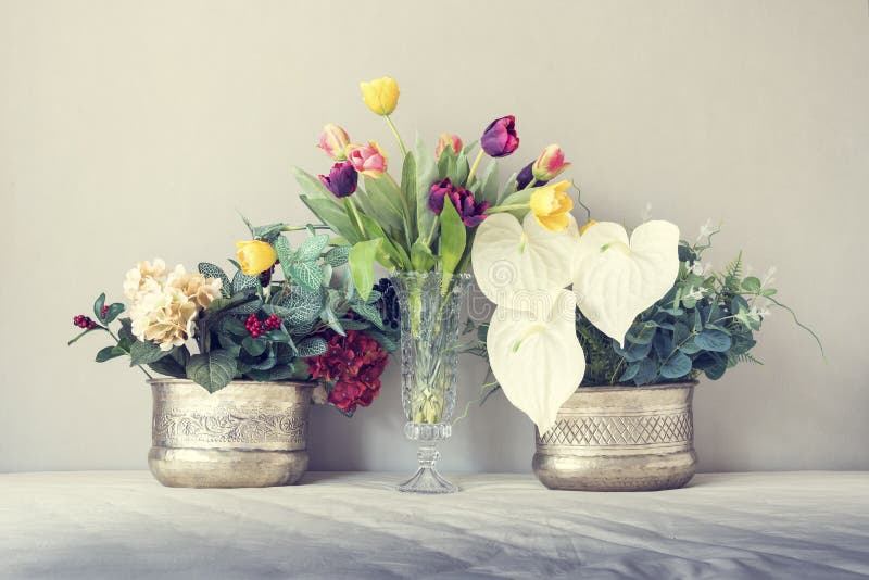 Still life with a beautiful bunch of flowers, vintage color tone stock photography Still life with a beautiful bunch of flowers, vintage color tone stock photography