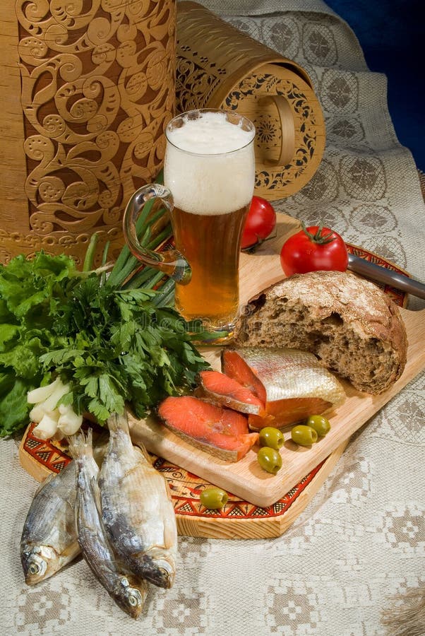 Still Life With Beer And Fish