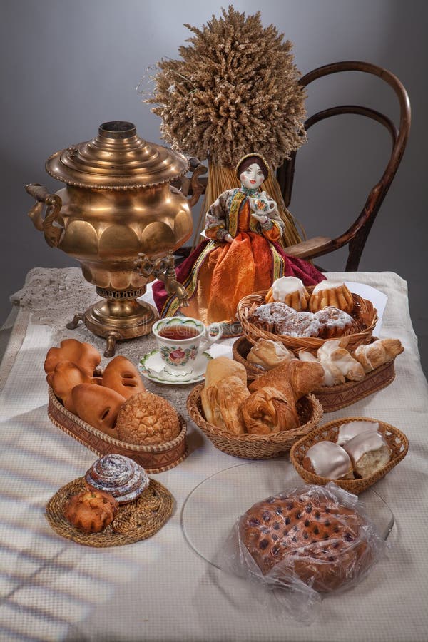 Still Life With Bread In Russian National Style