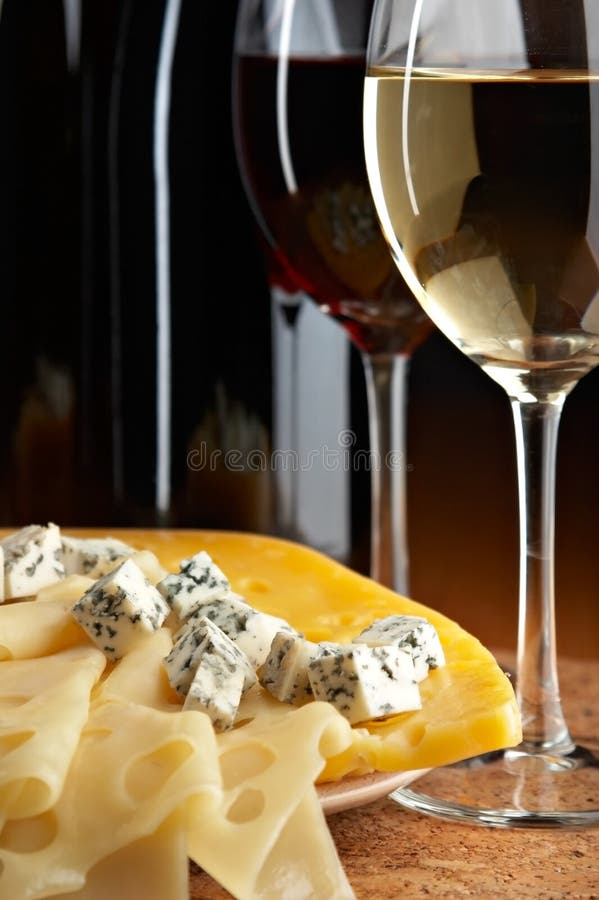 Still life with cheese and wine