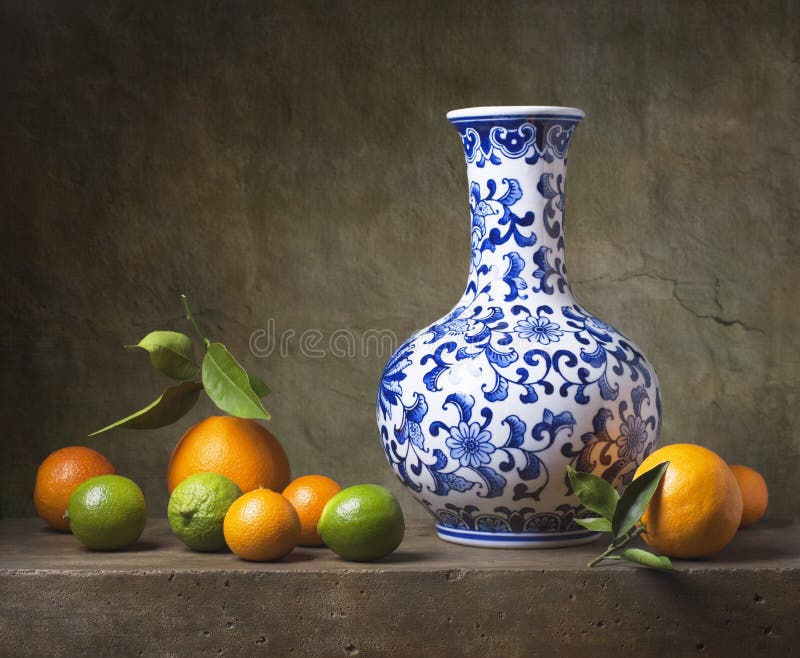 Still Life with Chinese Vase Stock Image Image of composition