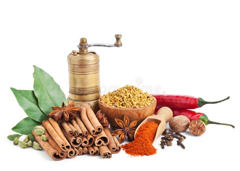Still life of different spices and herbs