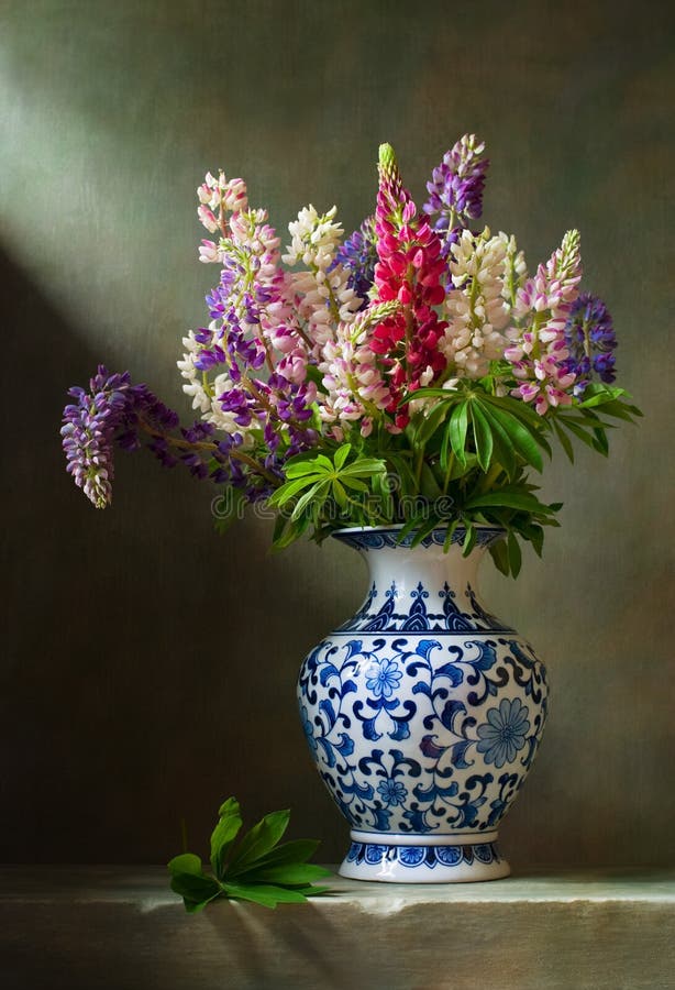 Still life with flowers lupine