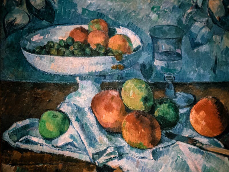 Still Life with Fruit Dish by Paul Cezanne. Still Life with Fruit Dish by French Post-Impressionist artist Paul Cezanne, oil on canvas, 1879 1880. The painting