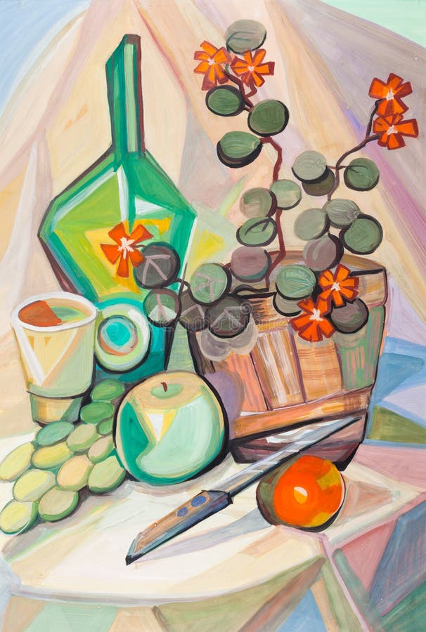 Still life with a geranium vector illustration Still life with a geranium vector illustration
