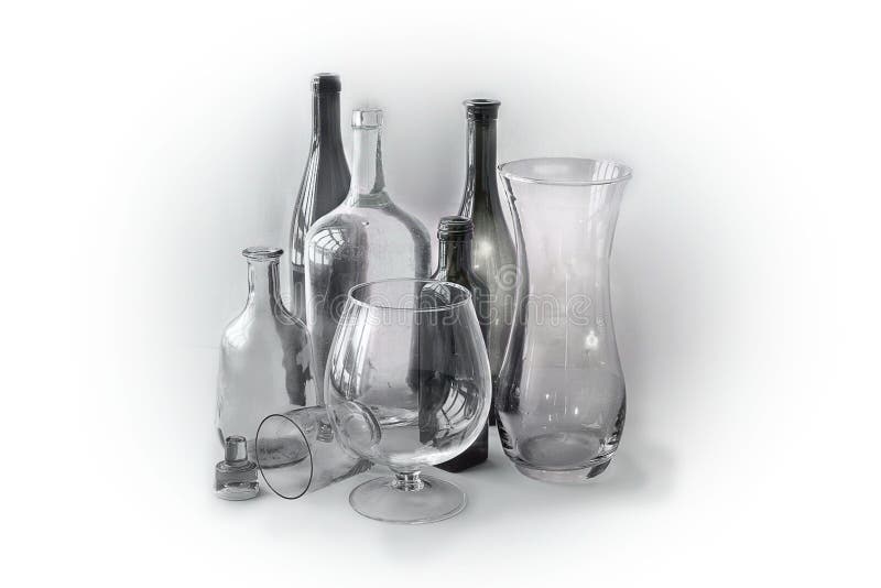 Still Life of Glass Objects on a Light Background Stock Image Image