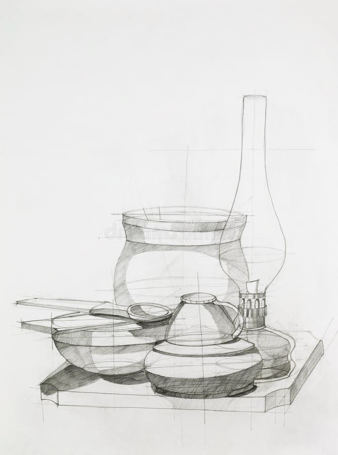 Still life with objects stock illustration