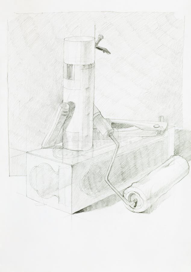 Still life with objects royalty free illustration