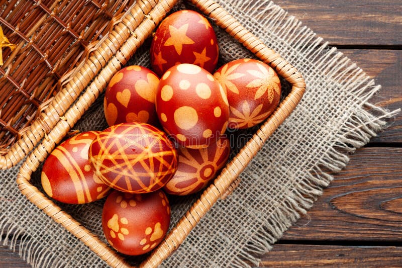 Still life with Pysanka, decorated Easter eggs