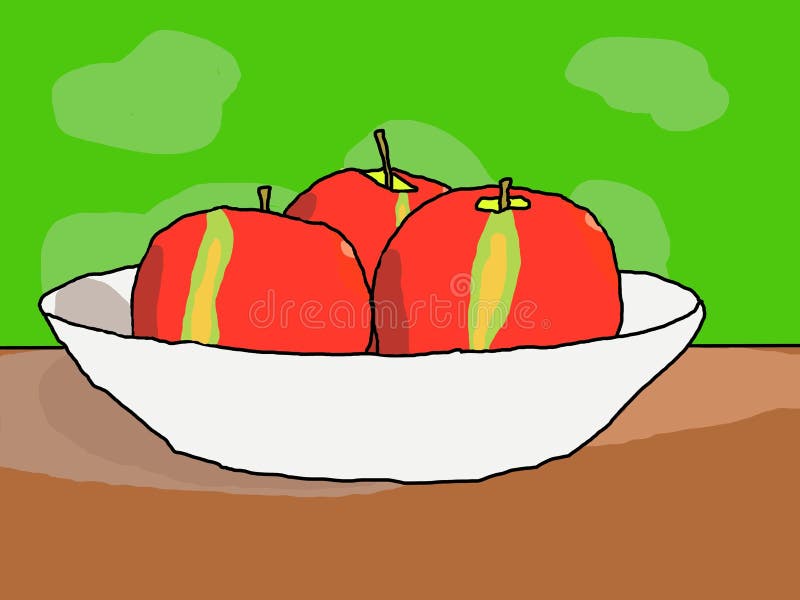 Still life with red apple fruit digital drawing royalty free illustration
