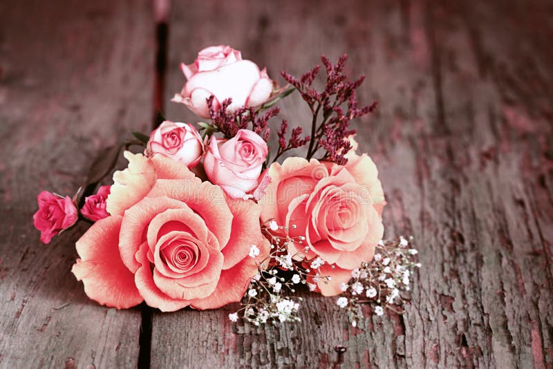 Still life with roses in shabby chic style