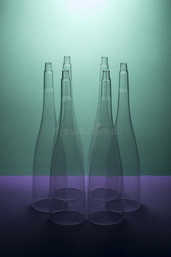 Still life with six conical figures on a colored background royalty free stock images