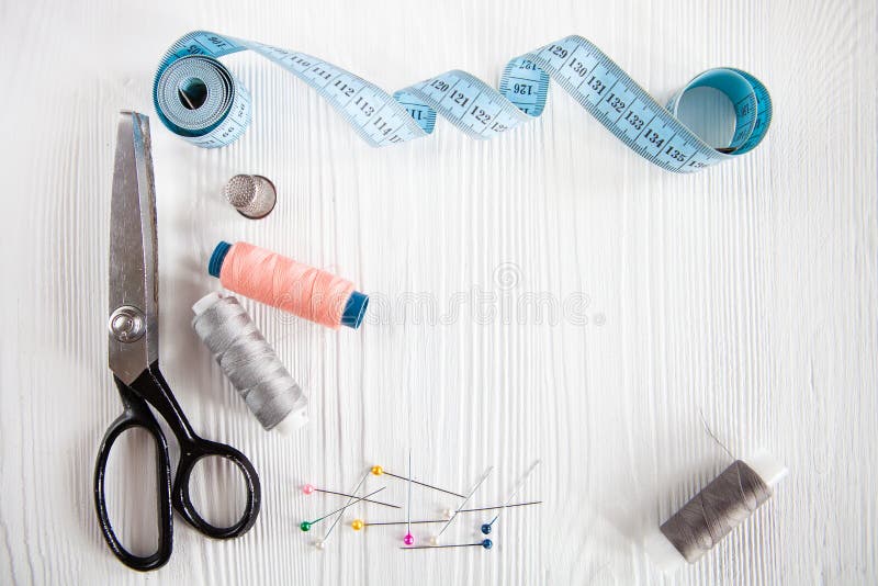 Scissors and sewing thread stock illustration. Illustration of sewing