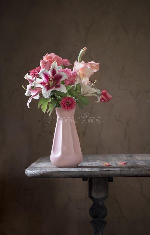 still life with summer flowers in vase