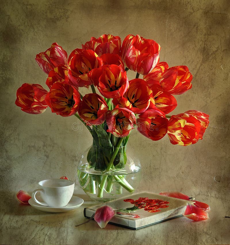 Still life with tulips