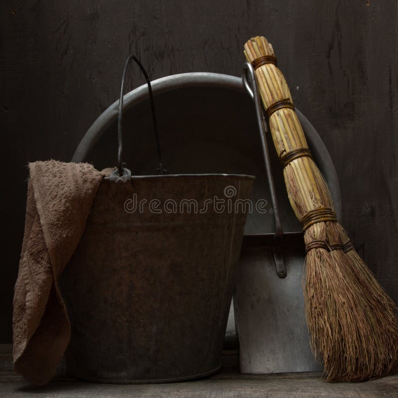 Still Life with Vintage Tools for Cleaning Stock Image Image of still, shovel 49301669