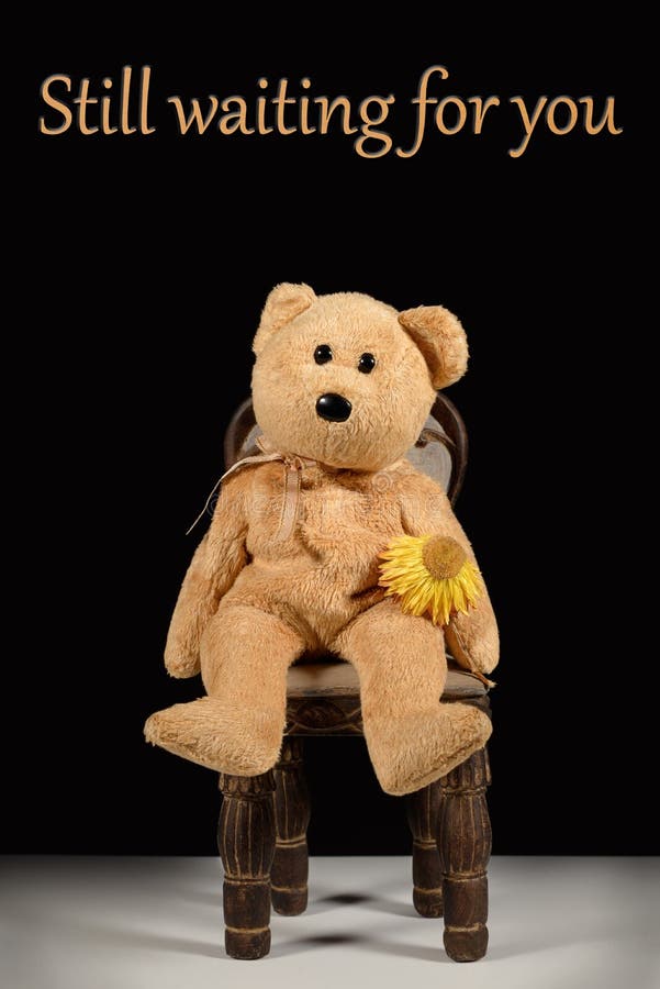 Still waiting for you Miss you Teddy bear waiting royalty free stock photography Still waiting for you Miss you Teddy bear waiting royalty free stock photography