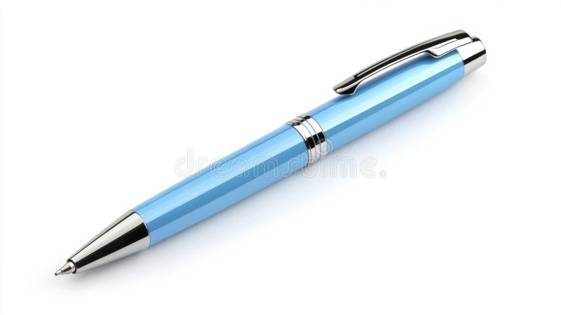 Stilou de lux albastru cu detalii metalice pe un fundal alb vector illustration