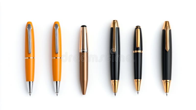 Stilouri de lux elegante pentru profesioniști izolați pe fond alb într-un caz elegant royalty free illustration