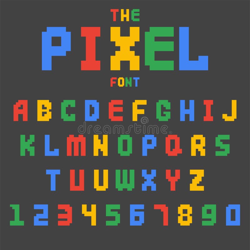 Stilsort för abc för vektor för stil för retro för stilsort för PIXEL videopp för dataspel för design 8 för bit nummer för bokstä royaltyfri illustrationer Stilsort för abc för vektor för stil för retro för stilsort för PIXEL videopp för dataspel för design 8 för bit nummer för bokstä royaltyfri illustrationer