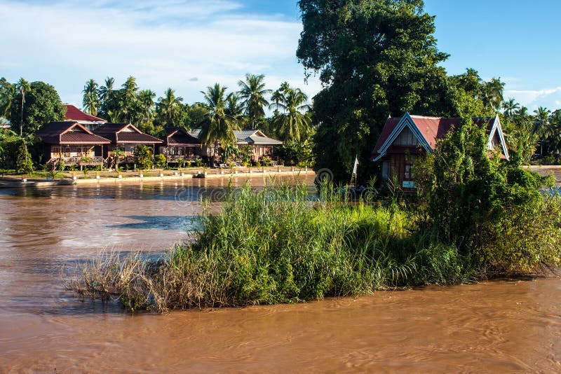 Stilt houses on Mekong river royalty free stock photos Stilt houses on Mekong river royalty free stock photos
