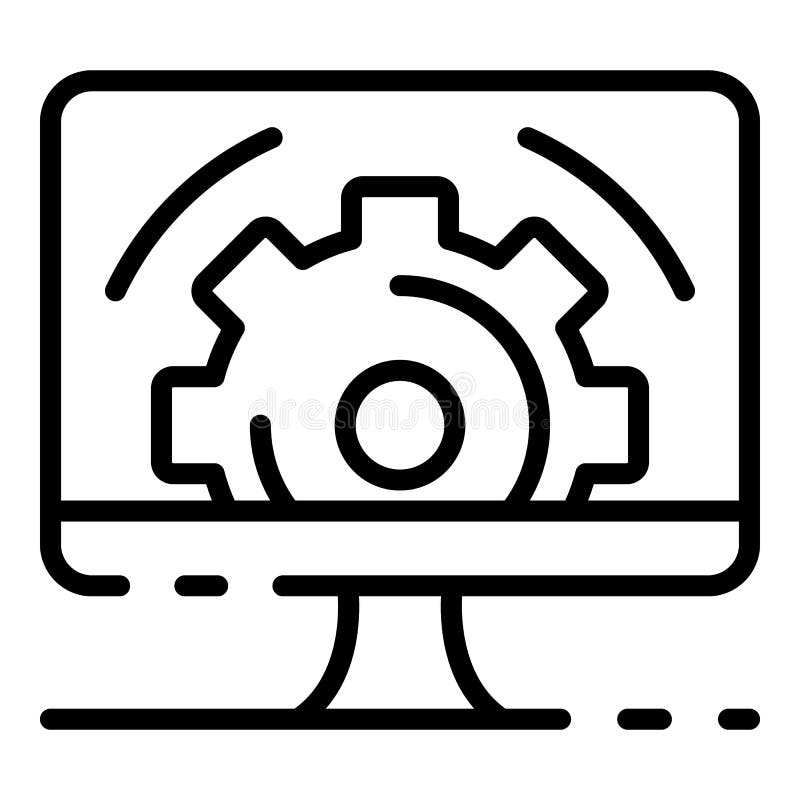 Stilul schiță al pictogramei ecranului de computer royalty free illustration