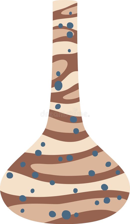 Stilvolle Keramikvase mit abstrakten braunen und beigen Streifen und blauen Punkten, die perfekt für einen Hauch von Eleganz sind lizenzfreie abbildung