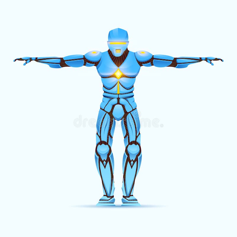 Stilvoller Cyborgmann Humanoid Roboter mit k?nstlicher Intelligenz, AI Charakter zeigt Gesten Android m?nnlich, futuristisch vektor abbildung Stilvoller Cyborgmann Humanoid Roboter mit k?nstlicher Intelligenz, AI Charakter zeigt Gesten Android m?nnlich, futuristisch vektor abbildung