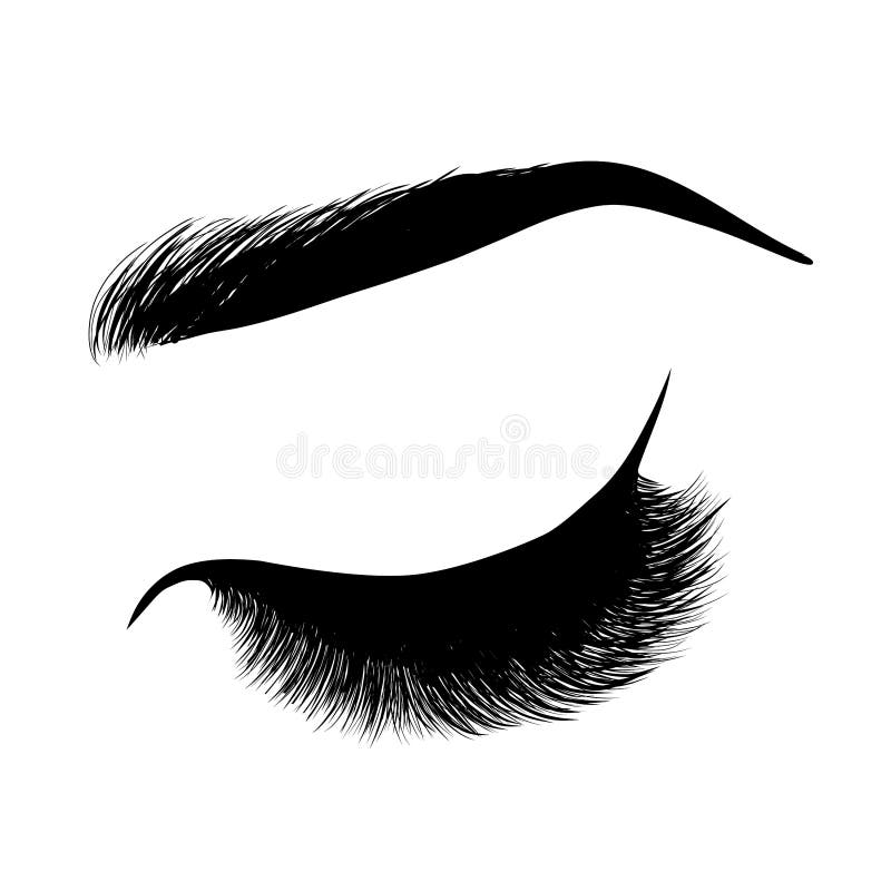 Stilvolles Auge und Brauen Dame mit vollen Peitschen stock abbildung Stilvolles Auge und Brauen Dame mit vollen Peitschen stock abbildung