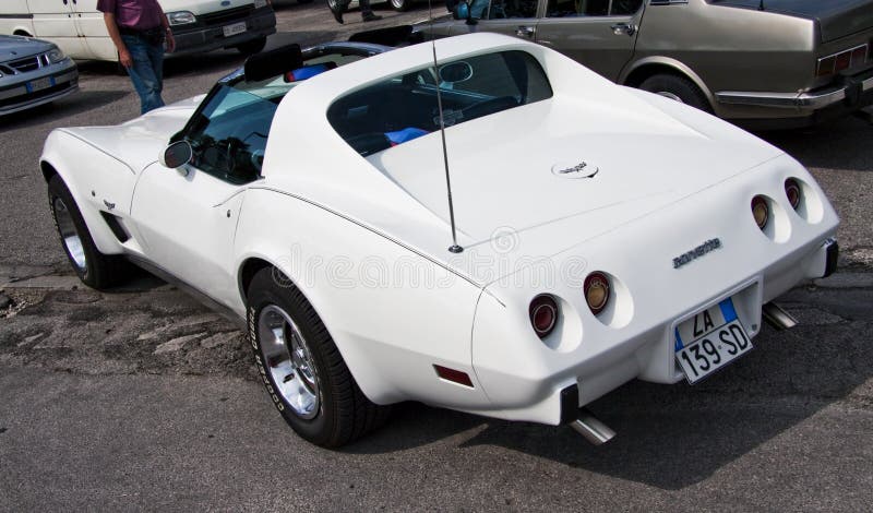 Picture of white chevrolet corvette stingray on antiche scuderie reunion. Picture of white chevrolet corvette stingray on antiche scuderie reunion