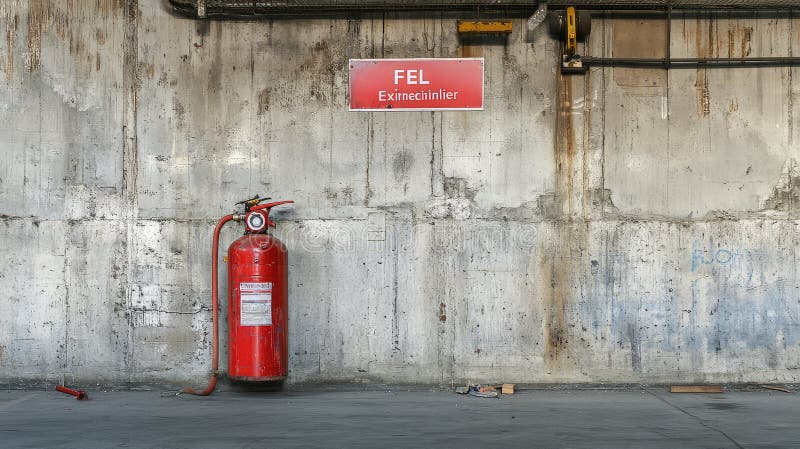 Stingător de incendiu de urgență pe perete stock illustration