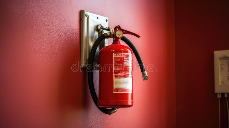 Stingător de incendiu de urgență pe perete stock illustration