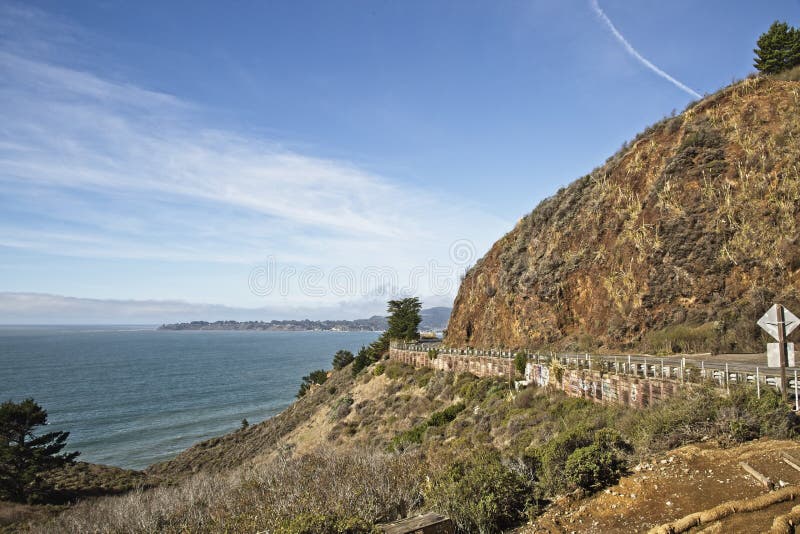 View of Stinson Beach from Highway 1 in Marin County Stock Image