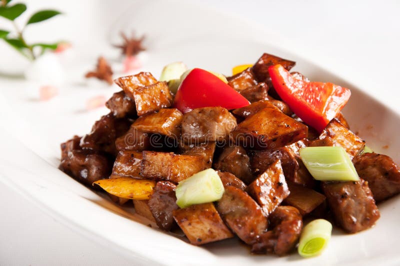 Stir Fried Beef with Black Pepper and Mushroom Stock Photo Image of