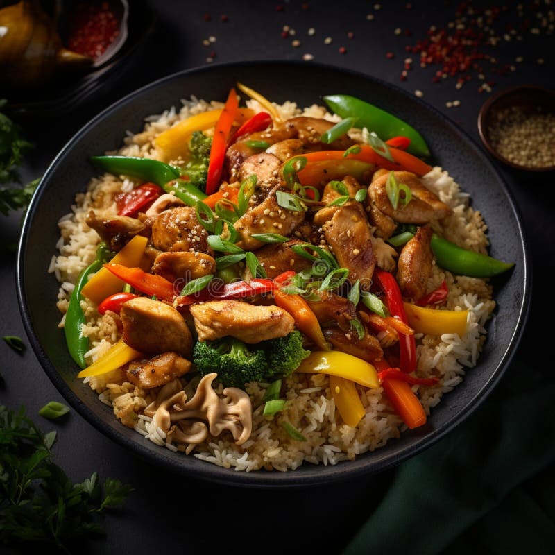 Stir Fried Chicken with Vegetables Stock Image - Image of pepper