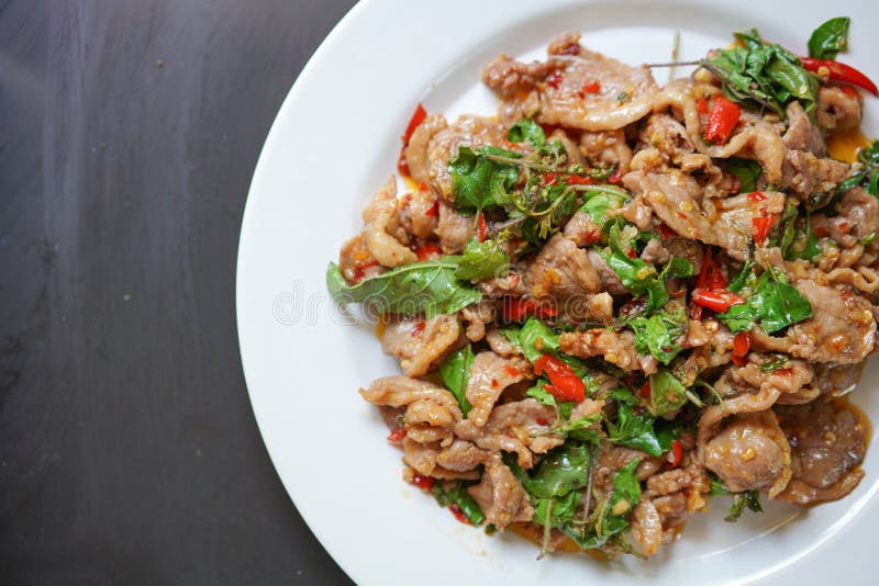 Stirfried Duck and Basil Thai Food Spicy Stock Image Image of spices