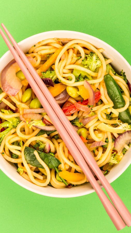 Stir Fried Egg Noodles With Fresh Vegetables Stock Photo Image of