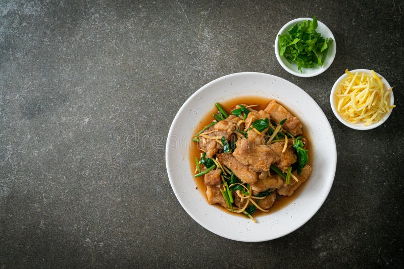 Stir Fried Fish with Chinese Celery Stock Photo - Image of asian