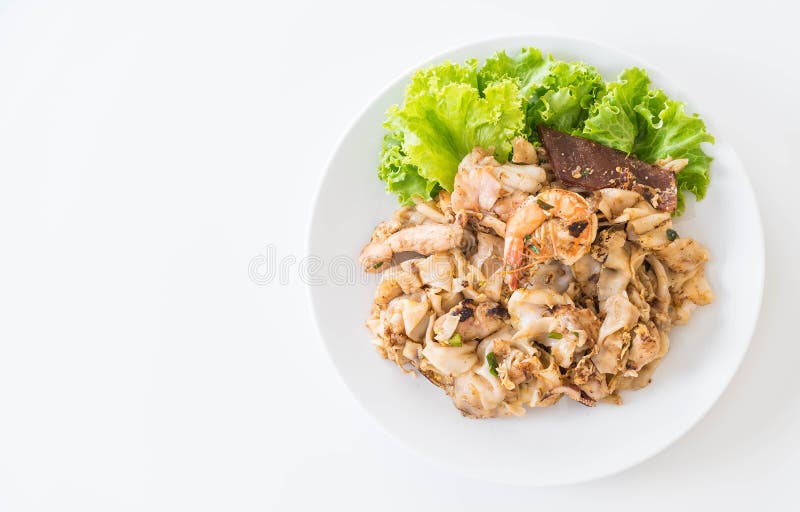 Stirfried Fresh Riceflour Noodles with Mixed Meat and Egg Stock Image