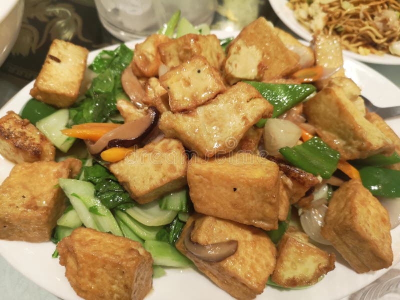 Stir Fried Japanese Tofu with Greens Stock Photo Image of breakfast