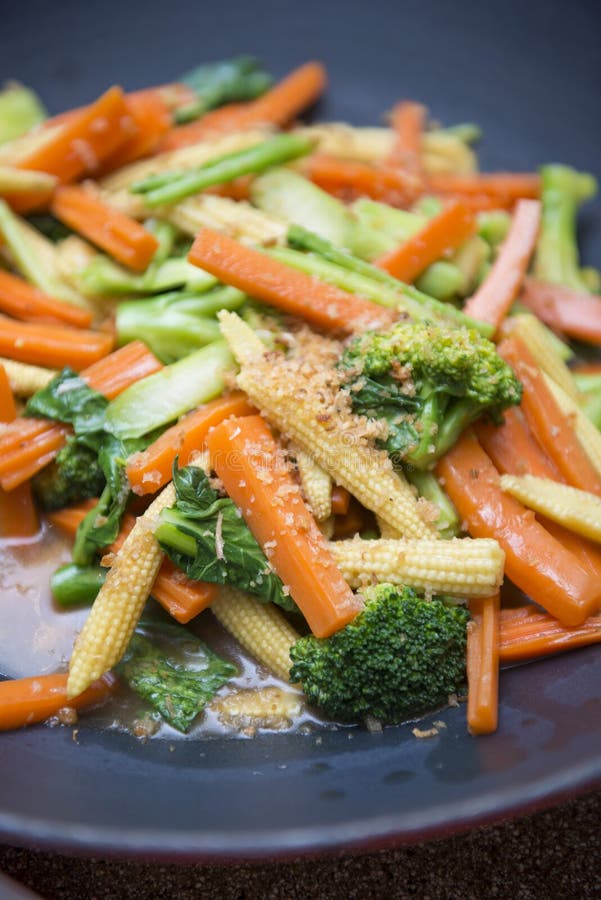 Stir-fried Mixed Vegetables with Oyster Sauce Stock Photo - Image of