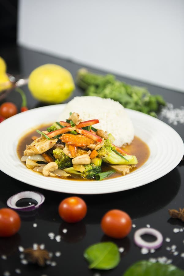Stir Fried Oyster Sauce with Rice Stock Photo - Image of oyster, cooked