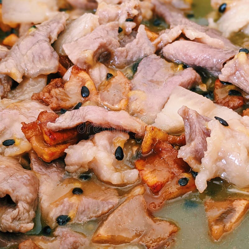 Stir Fried Pork with Sour Passion Fruit Sauce Stock Photo Image of