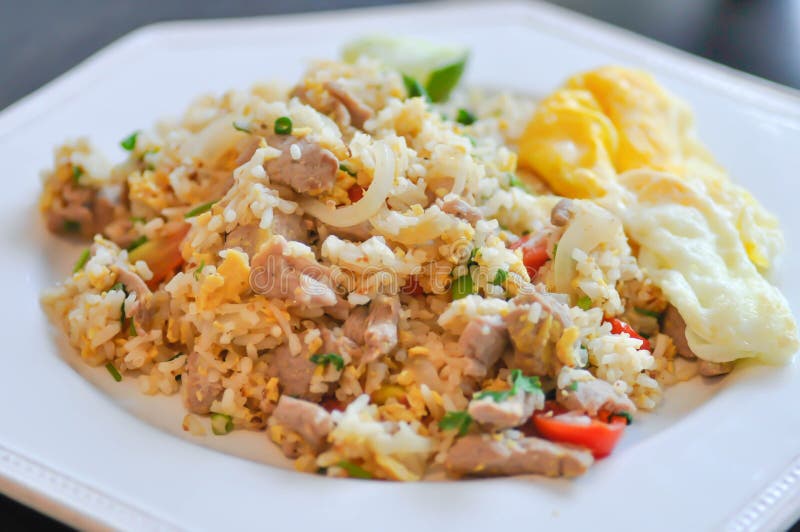 Stirfried Rice with Fried Egg Stock Photo Image of thai, chinese
