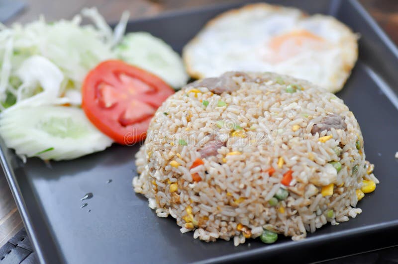 Stir Fried Rice or Fried Rice with Egg Stock Image Image of pork
