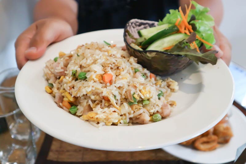 Stir Fried Rice or Fried Rice with Egg Stock Image - Image of cucumber