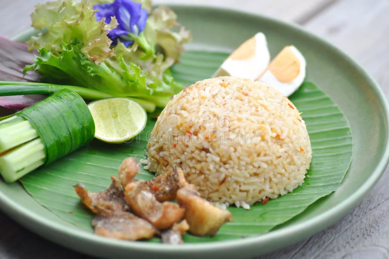 Stirfried Rice with Fried Fish and Egg Stock Photo Image of rice, cuisine 123834272